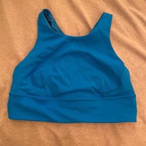 Blue lululemon sports bra, Wundertrain longline bra